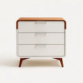 Wood and white nightstand with three drawers and modern design 45 x 40 x 50cm