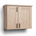 Wall-mounted wooden cabinet with double doors in natural finish 80 x 60 x 30cm