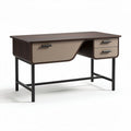 Wooden writing desk with metal legs and two drawers 120 x 60 x 75cm