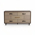 Modern wooden dresser with five storage drawers in beige and brown 80 x 40 x 50cm