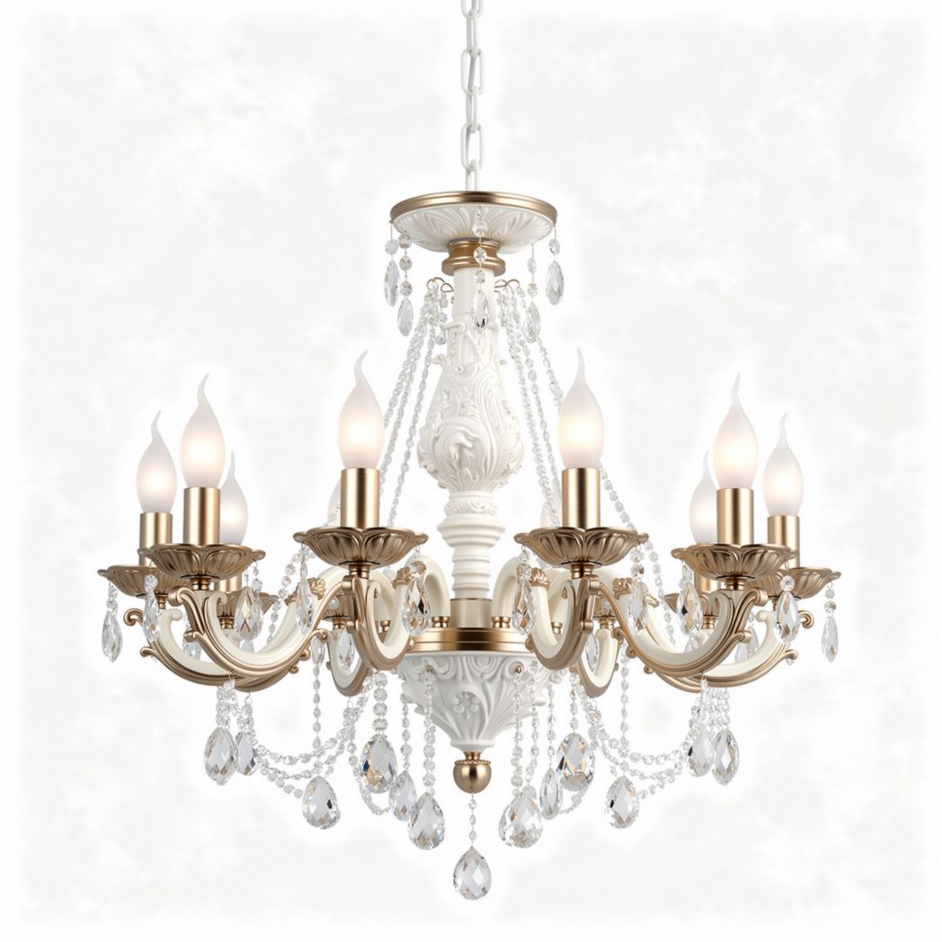 Elegant classic chandelier with crystal accents and eight light fixtures 40 x 40 x 70cm