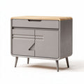 Modern wood and metal side cabinet with two drawers and two doors 60 x 40 x 50cm