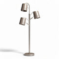 Three-armed floor lamp with metal shades in brushed nickel finish 60 x 20 x 150cm