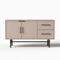 Modern wood sideboard with ribbed doors and metal legs 120 x 40 x 70cm